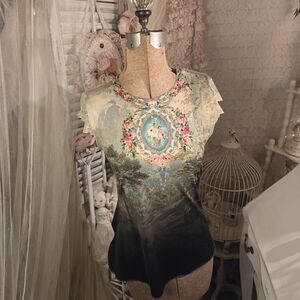 ♡ rare vintage michal negrin forest floral top ♡